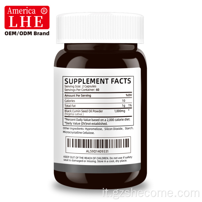 Capsule di olio di semi neri Shecome per il supporto immunitario